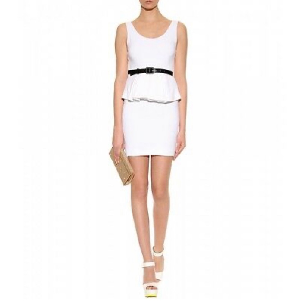 NWT Alice +Olivia White Belted Peplum Dress Size 2